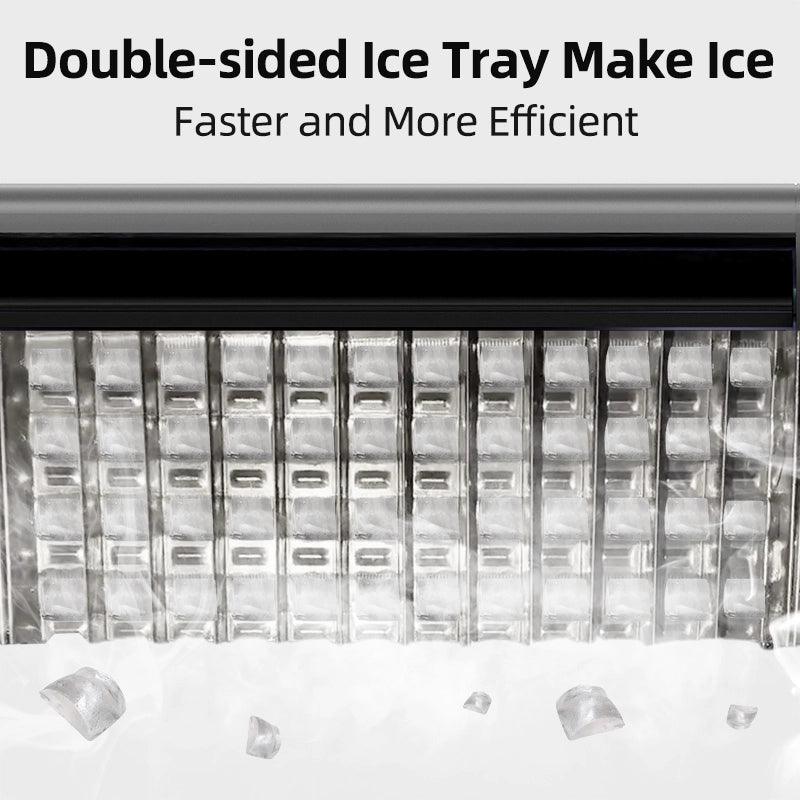 Commercial Crescent Ice Maker, 80lbs/24H Stainless Steel Under Counter Ice Machine with 30lbs Ice Storage Bin,2-Way Add Water,Freestanding Ice Maker for School,Home,Bar,RV - GSEICE