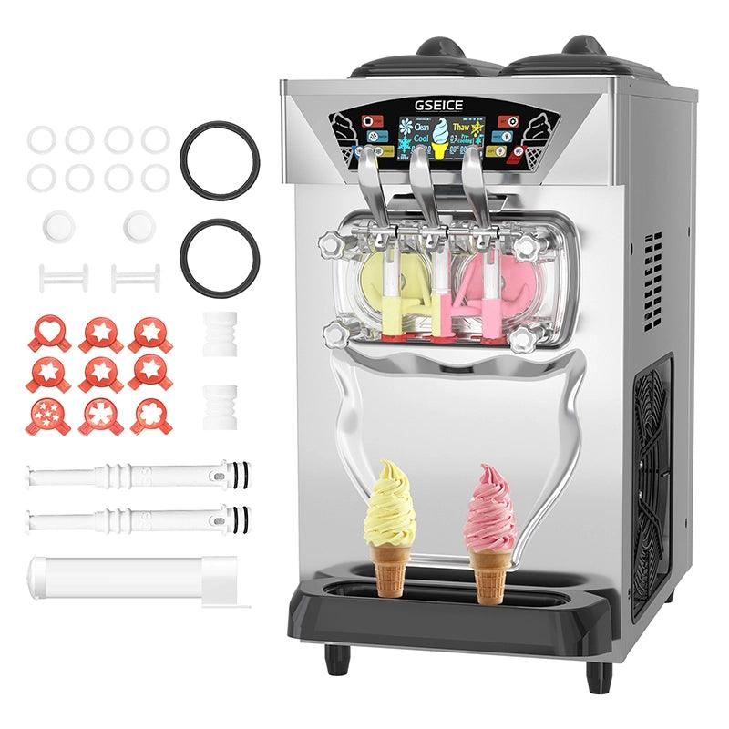 GSEICE Commercial Ice Cream Maker Machine for Home, 3.2 to 4.2 Gal/H Soft Serve Ice Cream Machine with Pre-cooling, 1050W Single Flavor Ice Cream