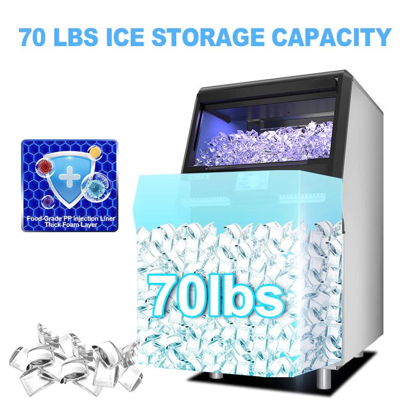 GSEICE SDHY280 110V Commercial Ice Maker Machine,Crescent Shaped Ice 280LBS/24H with 70LBS Bin, Touch Panel,Stainless Steel, Auto Clean,Include Water Filter,Scoop,Connection Hose, Professional Refrigeration Equipment - GSEICE